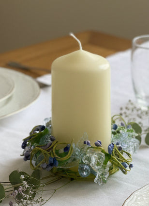 Small Pink/Blue Candle Ring Glass Beads