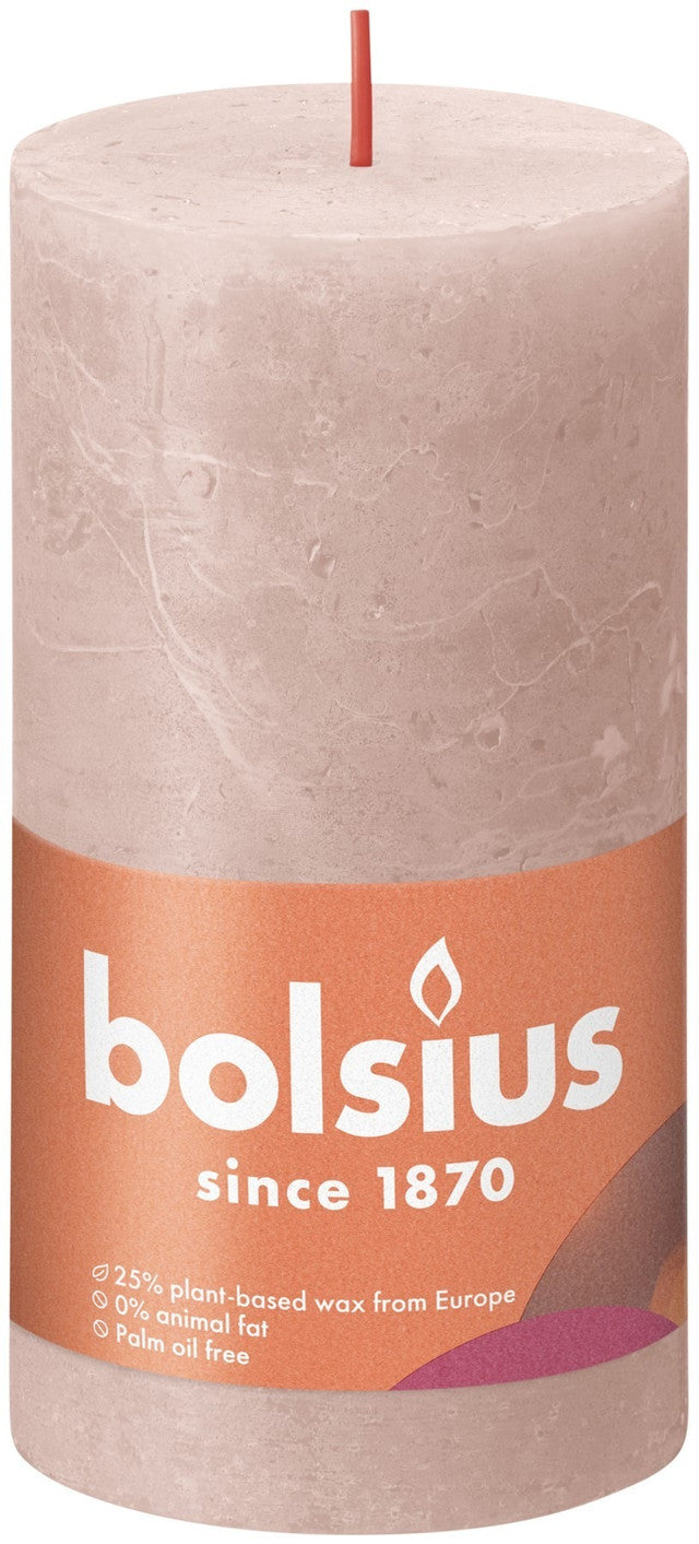 Misty Pink Rustic Pillar Candles