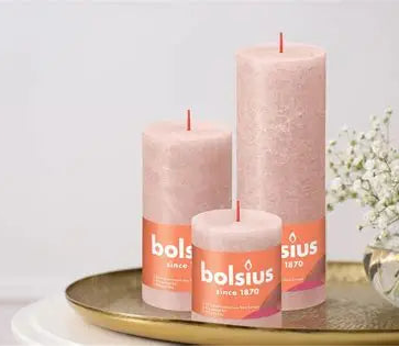Misty Pink Rustic Pillar Candles