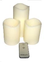 Set of 3 LED Flickering Pillar Candles Gently Vanilla Scented
