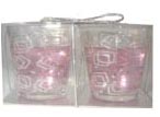 Pink Gel Wax Candles with Silver Decoration