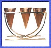 Three Glass Pyramids with Pink Glass Candle Holder