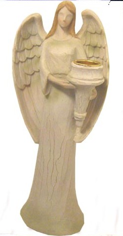 Tall Carved Effect Angel Candle Holder