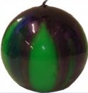 Bright  Green Ball Candle with Dark Purple Top