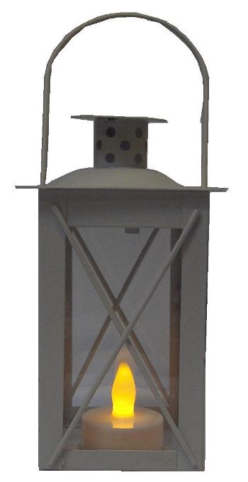 13cm Cream Lantern with LED Candle