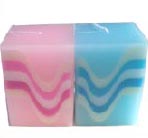 Turquoise & Pink Candle with Wavy Line