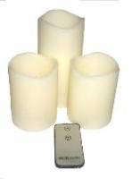 Set of 3 LED Flickering Pillar Candles Gently Vanilla Scented