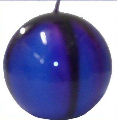 Bright Blue Ball Candle with Dark Purple Decoration