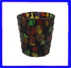 Straight-sided Stained Glass T Light or Votive Candle Holder