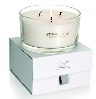Stoneglow 3 Wick Candle in Glass Japanese Maple ands Vetivert