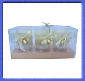 Set of Three Glasses Decorated with Metal Bells and Organza Ribbon