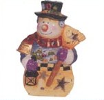 Giant Ceramic Snowman Candle Lantern with Brush