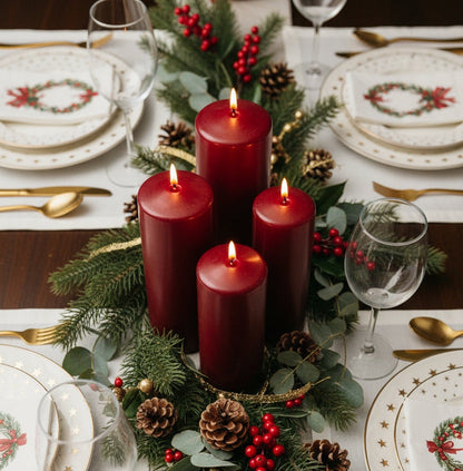 Wine Red Pillar Candles