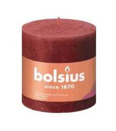 Delicate Red Rustic Pillar Candles