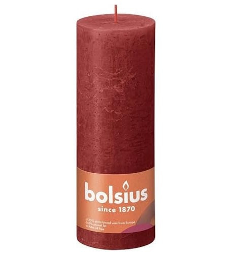 Delicate Red Rustic Pillar Candles