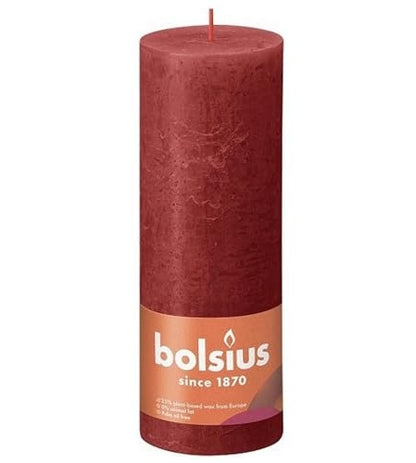 Delicate Red Rustic Pillar Candles
