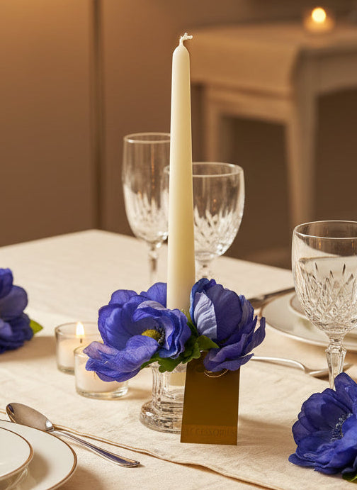 Blue Anemone Flower Candle Ring