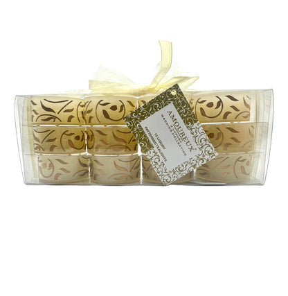 Set of 12 Gold Decorated T Lights