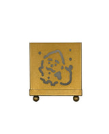 Wax Filled Metal Square Gold Father Xmas Filligree Candle