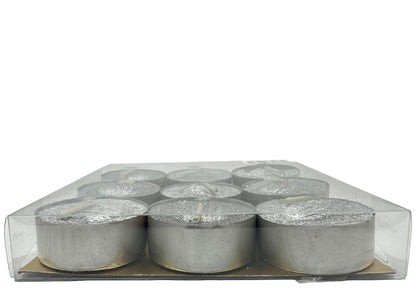 Pack 9 Silver Glitter T-Lights