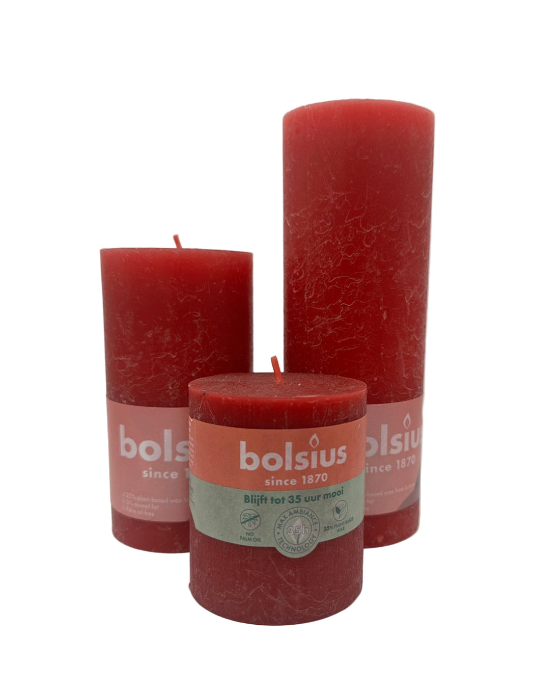 Delicate Red Rustic Pillar Candles