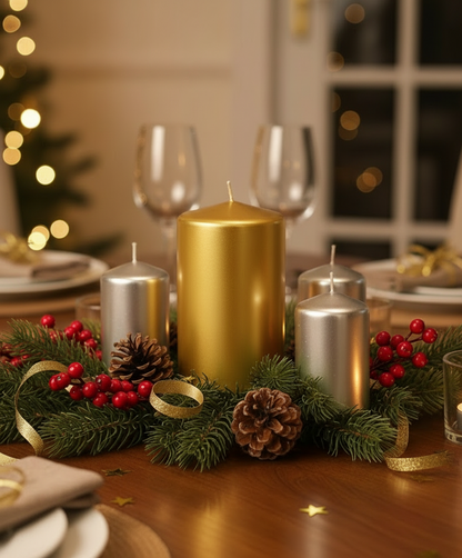 Gold & Silver  Pillar Candles