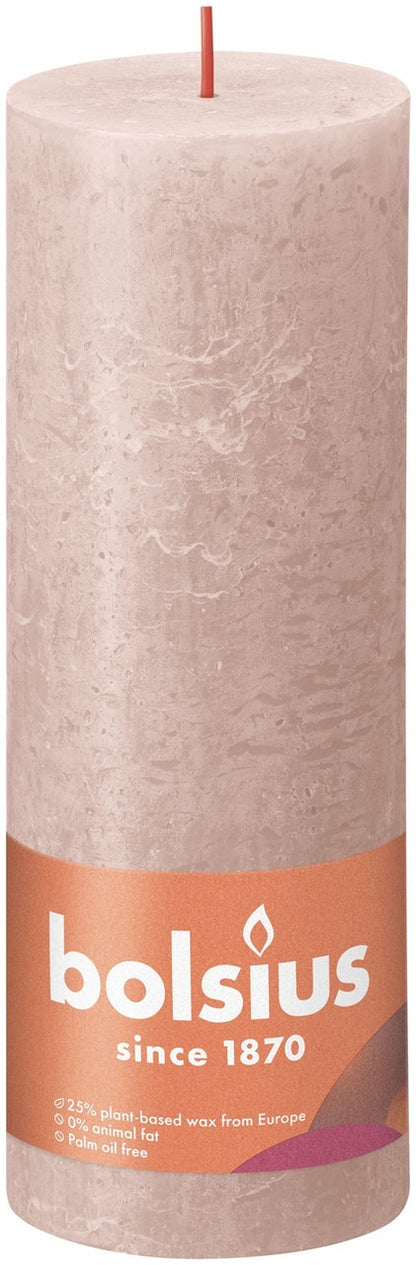 Misty Pink Rustic Pillar Candles