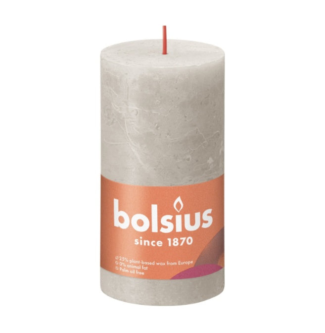 Sandy Grey Rustic Pillar Candles
