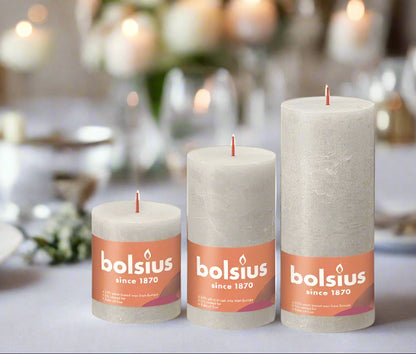 Sandy Grey Rustic Pillar Candles