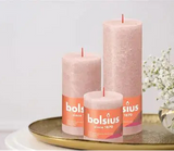 Misty Pink Rustic Pillar Candles